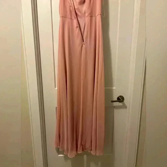 SQUARE NECK CHIFFON MAXI DRESS WITH CIRCLE SKIRT IN ROSE - PANTONE ROSE  QUARTZ - Picture 7 of 12